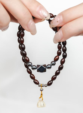 DIY黄灵款印度小叶紫檀小米珠手链 男女念珠厂家批发规格5×7MM