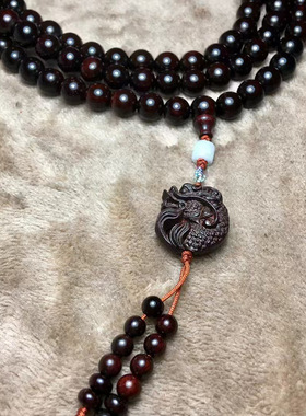 龙鱼款小叶紫檀DIY手链厂家规格0.8×108颗男女装饰首饰文玩念珠