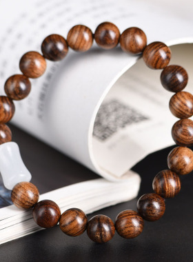 黑花梨黑檀紫光檀黄金檀木DIY单圈玉髓竹节手链文玩直播走量手串