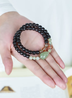 老型珠DIY天成款印度小叶紫檀手链厂家批发规格6×7男女念珠文玩