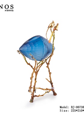 新中式现代兰花设计师摆件电视柜博古架珐琅彩家居饰品玻璃艺术品