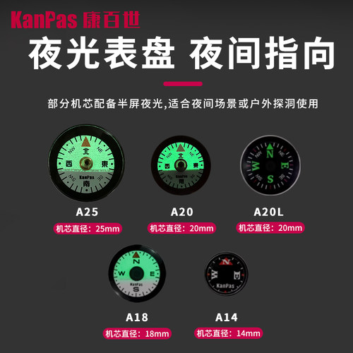 Kanpas迷你指南针 DIY零件 工厂直销 便携式指北针 轻便 户外配件 - 图0