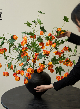 灯笼果橙红色仿真花束吊钟花