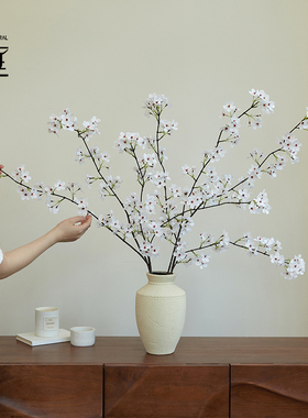禅意新中式白色樱花仿真花摆件