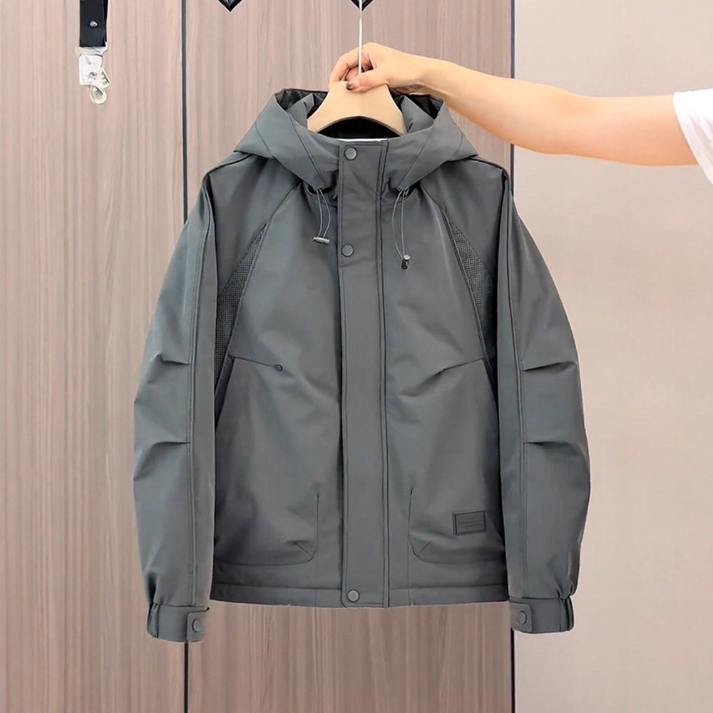 二棉外套男士冲锋衣连帽工装帅气青年百搭休闲棉服男款夹棉夹克男,淘宝优惠券,粉丝福利购,淘宝优惠卷