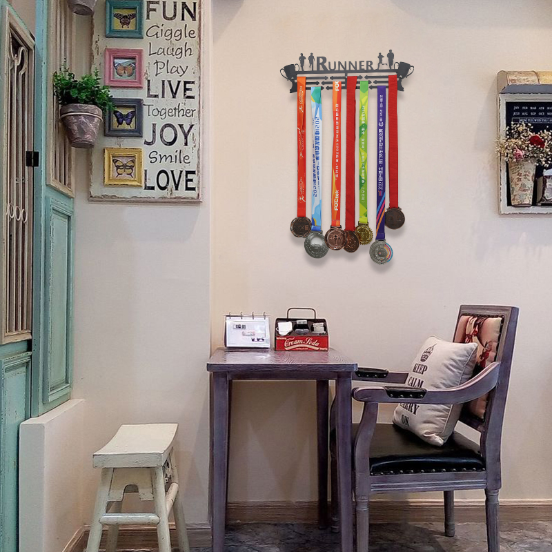 奖牌展示架体育运动马拉松荣誉墙收纳挂架免打孔墙面跑步金牌挂钩 - 图1