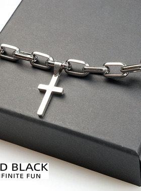 【WK倾库】小众钛钢十字架链条项圈男女真皮朋克choker锁骨链