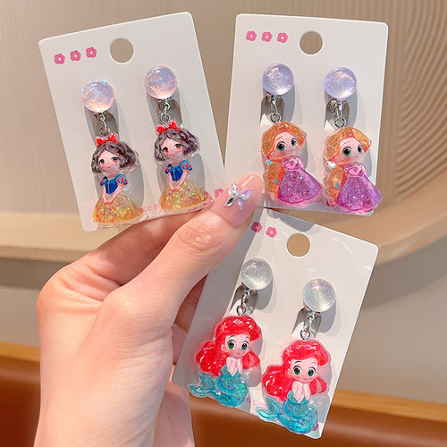卡通艾莎公主儿童耳夹无痛无耳洞2025新款女孩耳坠防痛不伤耳耳饰 - 图3