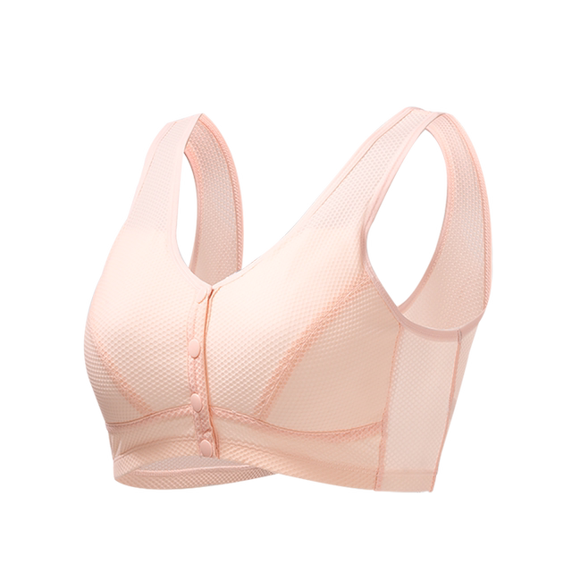 Middle-aged and elderly mothers' underwear without rims for women with front buckle