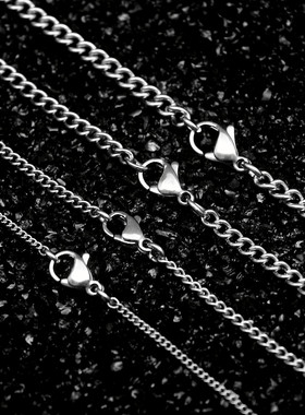 钛钢项链男女士素链侧身链不掉色