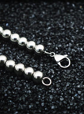 日韩风银色大珠子饰品钛钢手链