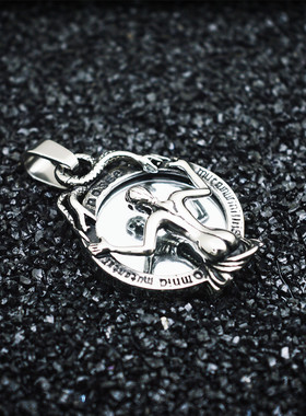 欧美骷髅镜子钛钢朋克风吊坠项链