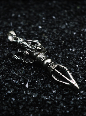 复古印度象鼻神钛钢吊坠项链