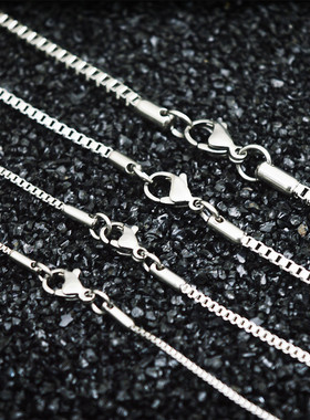 钛钢项链男女款方盒子裸链加长款