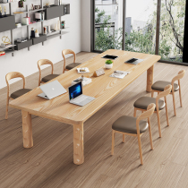 Log Large Board Meeting Table Modern Minima White Wax Wood Desk Large Rectangular Bench Negotiation Chair Combination