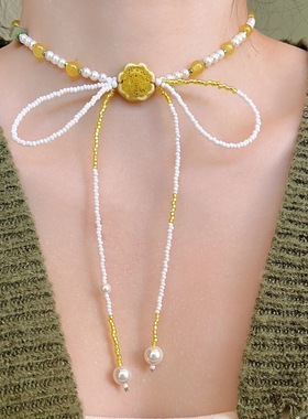 进口多巴胺~春夏精致锁骨链颈链手工串珠项链女清新田园百搭项