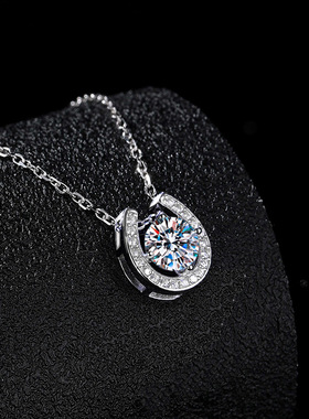 进口时尚莫桑石马蹄项链简约精致欧美风小众设计感百搭吊坠跨境