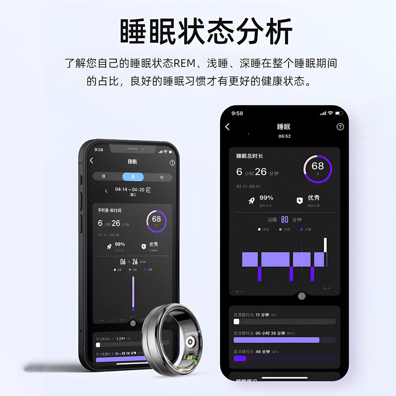 Intelligent health monitoring blood oxygen sleep ring