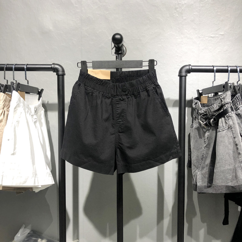 欧货白色牛仔女夏新款宽松阔腿短裤 稻语牛仔裤