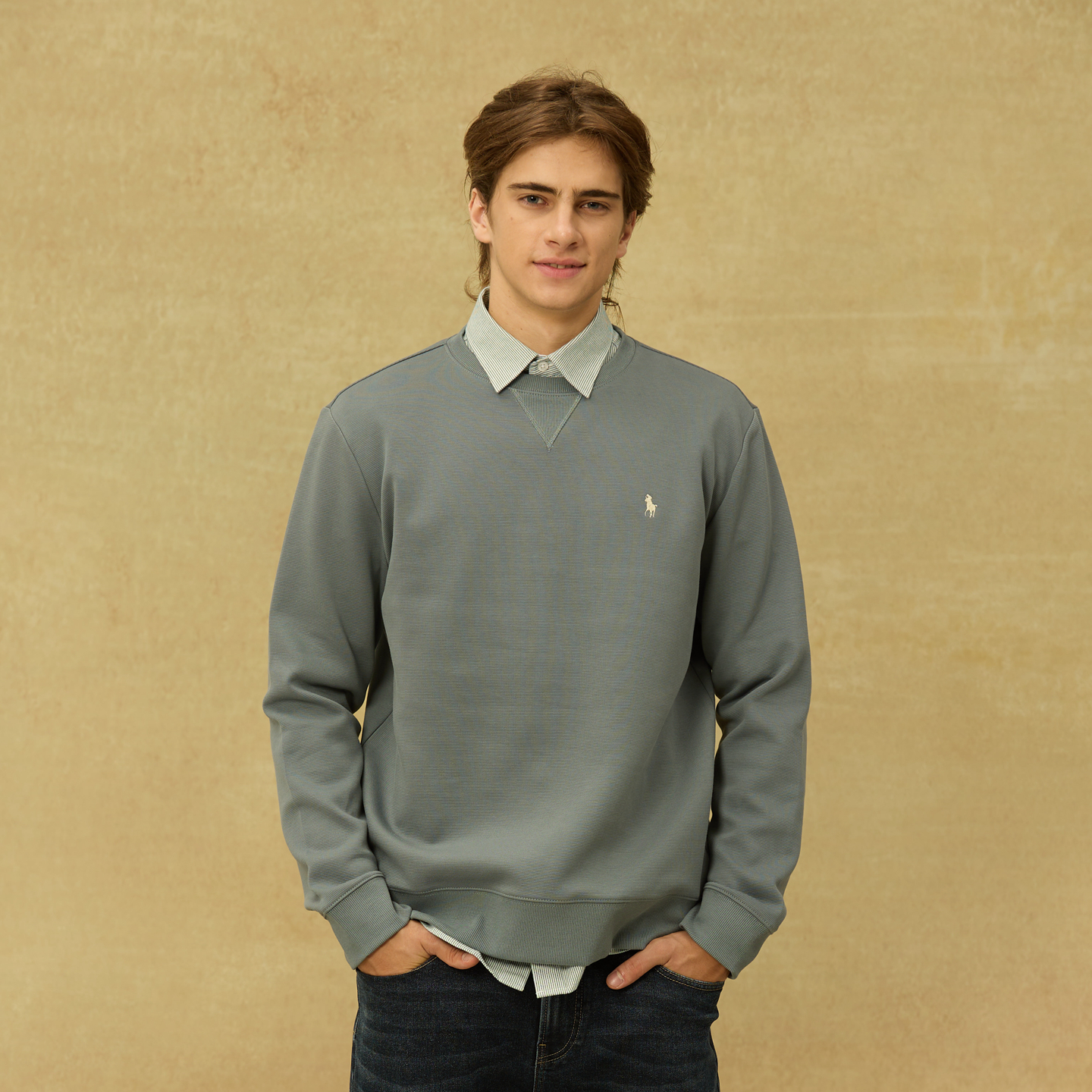 DIV.POLO 专柜正品男式圆领卫衣 宽松舒适 简约 运动 RN0803549 - 图0