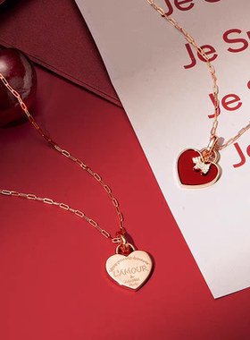 法兰西AG梓瑜同款爱心小狗情书系列法式奶油甜心项链锁骨链精致