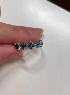 法兰西AG瑷嘉沙四叶花戒指通体925银精致法式清新百搭简约时尚