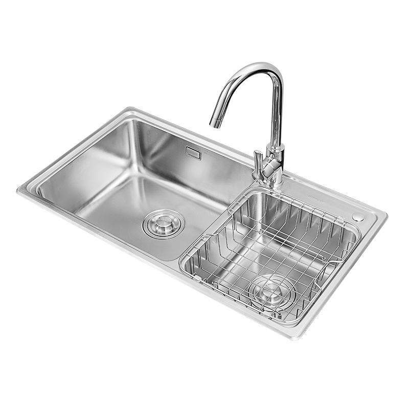 九牧厨房水槽双槽套餐一体加厚304不锈钢洗碗池家用洗菜盆台下盆