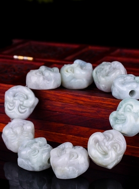 翡翠弥勒佛头手串大珠佛头手链单面笑佛头念珠手链配饰男女款