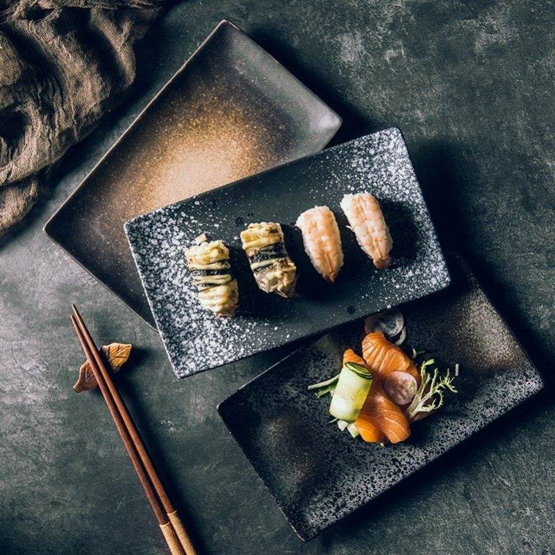 Japanese ceramic plates sushi dish tableware tray cutlery - 图0