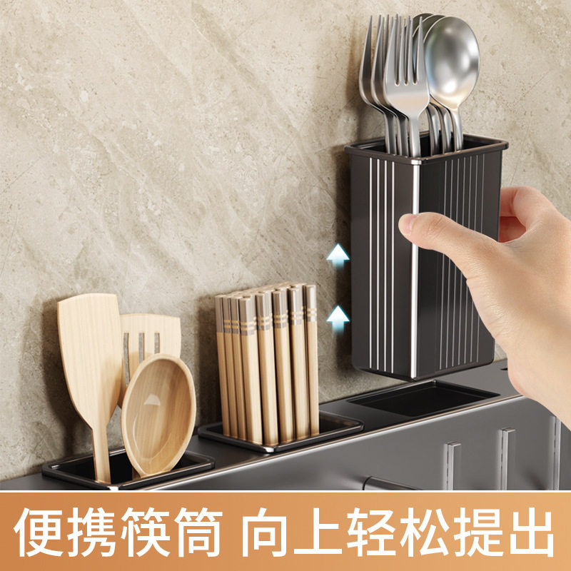 Wall-mounted multifunctional knife holder without drilling holes