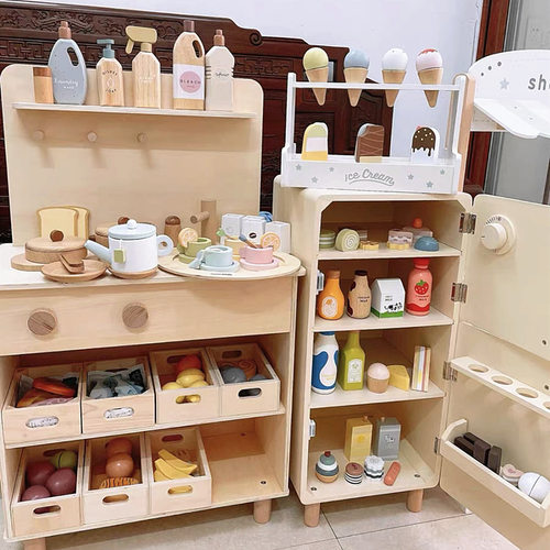 儿童过家家木质角色扮演售卖游戏瓶罐饮料食物套装调味料玩具 - 图3