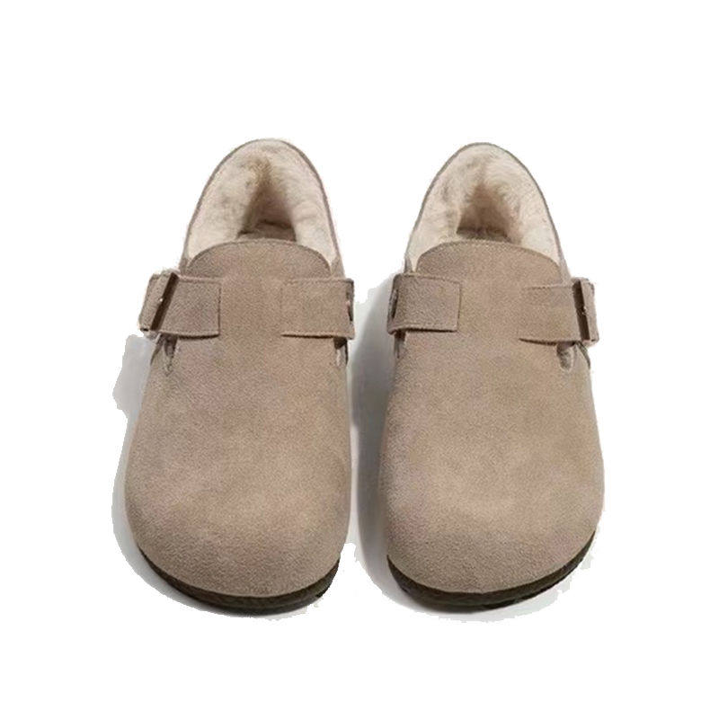 毛毛全包加绒勃肯鞋女2025秋冬新款平底懒人一脚蹬豆豆博肯棉鞋子,淘宝优惠券,粉丝福利购,淘宝优惠卷