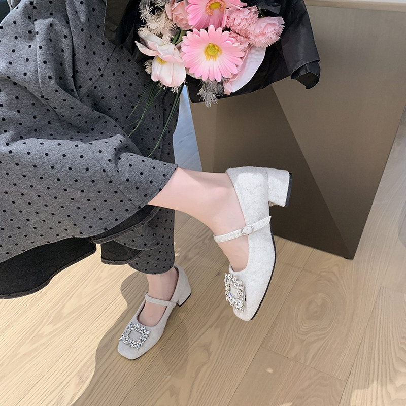 法式玛丽珍单鞋女2025秋季新款高级感气质高跟鞋配裙子水钻晚晚鞋,淘宝优惠券,粉丝福利购,淘宝优惠卷