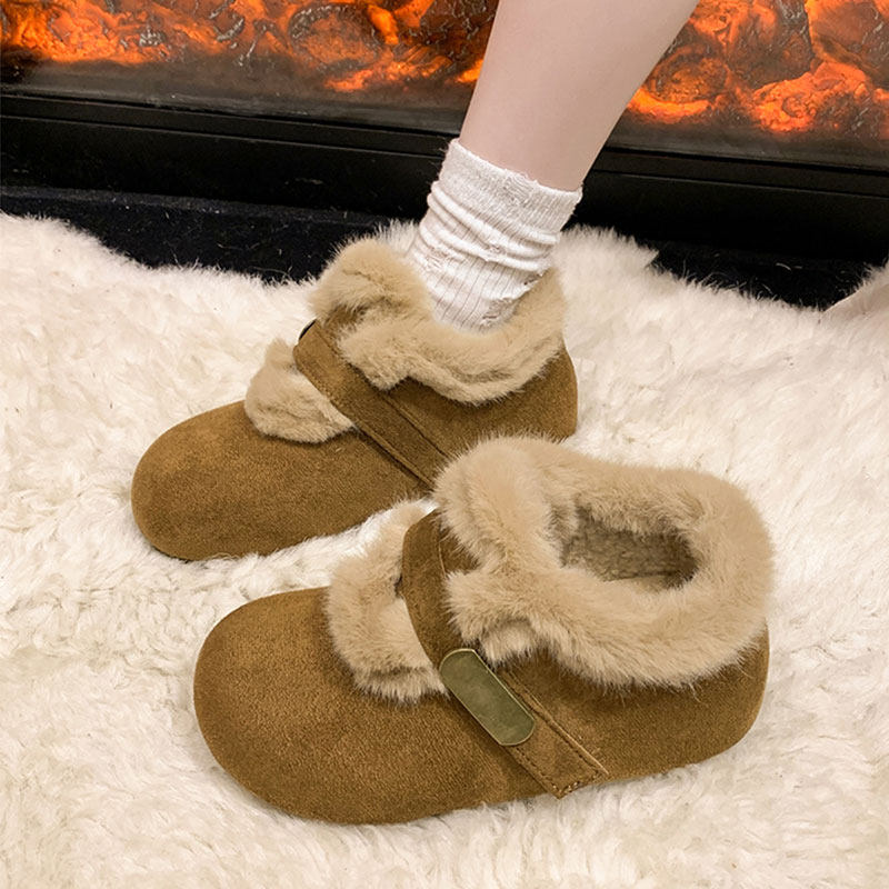 厚底内增高魔术贴勃肯鞋女冬季新款加绒保暖棉鞋一脚蹬防滑雪地靴,淘宝优惠券,粉丝福利购,淘宝优惠卷