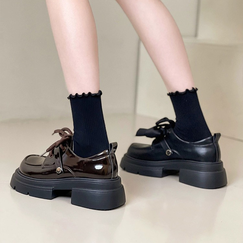 小皮鞋女2025年春新款法式蝴蝶结复古英伦风厚底增高玛丽珍乐福鞋,淘宝优惠券,粉丝福利购,淘宝优惠卷