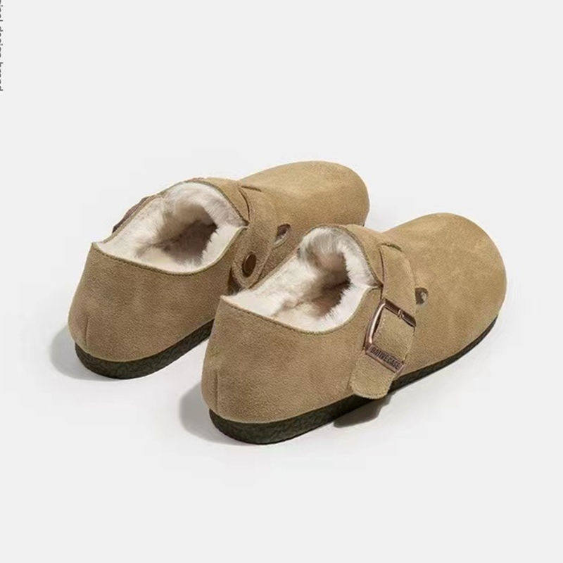 毛毛全包加绒勃肯鞋女2025秋冬新款平底懒人一脚蹬豆豆博肯棉鞋子,淘宝优惠券,粉丝福利购,淘宝优惠卷