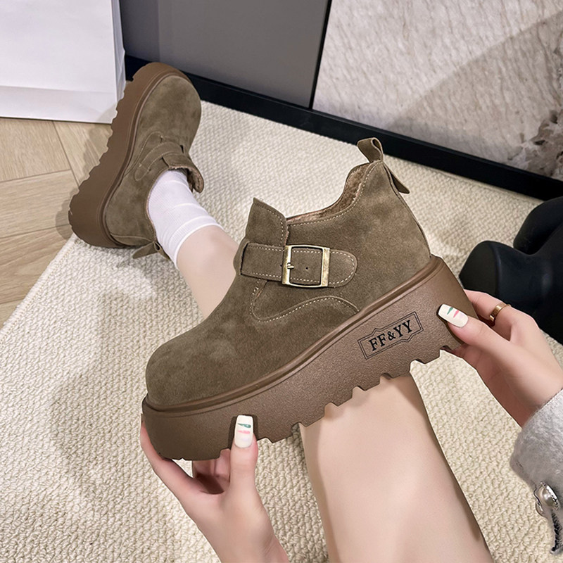 厚底增高勃肯鞋女加绒雪地靴短靴子2025新款冬季高帮女鞋乐福棉鞋,淘宝优惠券,粉丝福利购,淘宝优惠卷