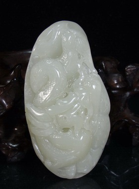 钱塘邮社   和田玉青白玉  生意兴隆  把件