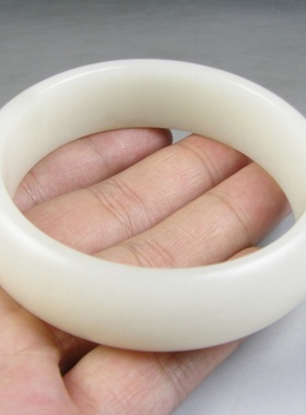 钱塘邮社    和田玉  白玉 手镯 60mm    送证