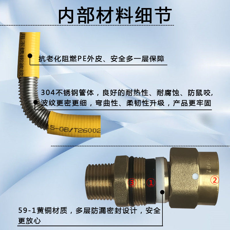 恒通燃气管304不锈钢可预埋金属波纹软管煤气管天燃气管上门安装 - 图0