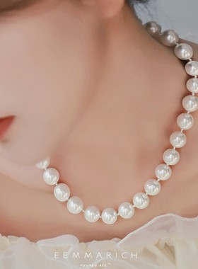 温柔vintage金球磁铁扣珍珠项链