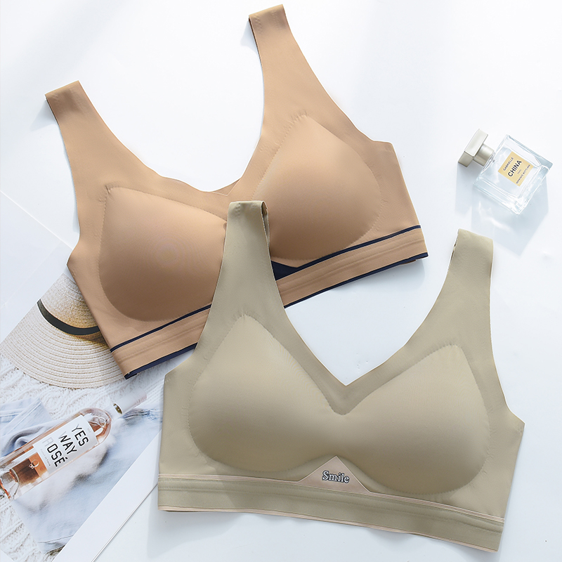 魅角内衣旗舰店泰国乳胶内衣女无钢圈小胸聚拢无痕背心式胸罩背扣美背运动文胸薄3