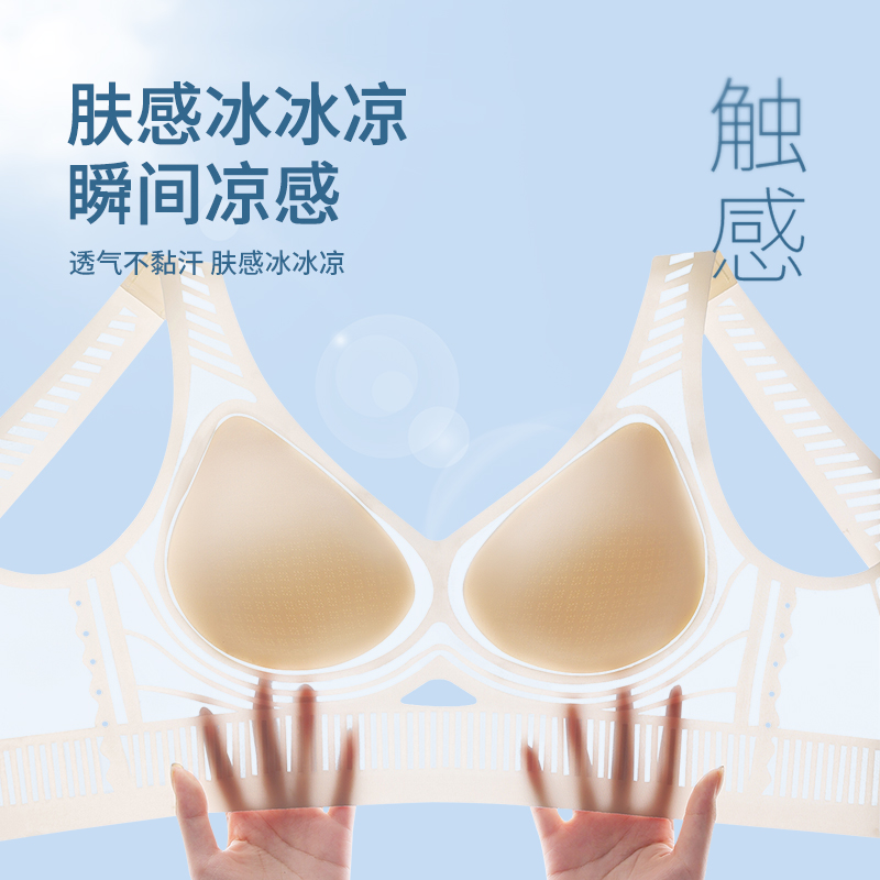 夏季无痕乳胶内衣女小胸聚拢冰丝凉感果冻软支撑收副乳防下垂文胸 - 图1