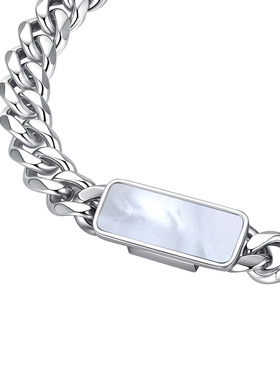 OAMMI原创设计个性酷黑贝母手链可调节古巴链钛钢情侣男女冷淡风