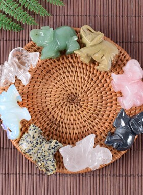 玉石大象雕刻 室内摆件 欧美流行玉石小象摆件 石雕大象动物工艺