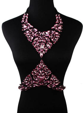 水波链高档奢华镶钻项链精项链