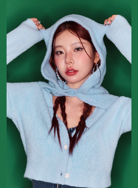 CHUU狐狸小耳朵毛绒针织帽女2026年冬季字母刺绣甜酷百搭毛织帽子