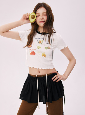 CHUU字母刺绣屁帘女2026夏季新品韩系甜酷小个子系带纯色短裙配饰