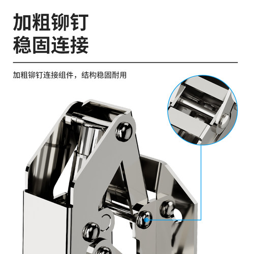 免开孔铰链加厚不锈钢阻尼橱柜门静音弹簧合页衣柜门卡扣五金配件 - 图2