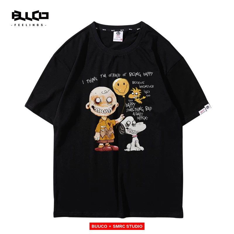 Snoopy, Nuby, Tide, мультяшная осенняя футболка, трендовый длинный рукав, базовый удобный толстовка для мужчин и женщин, коллекция 2021